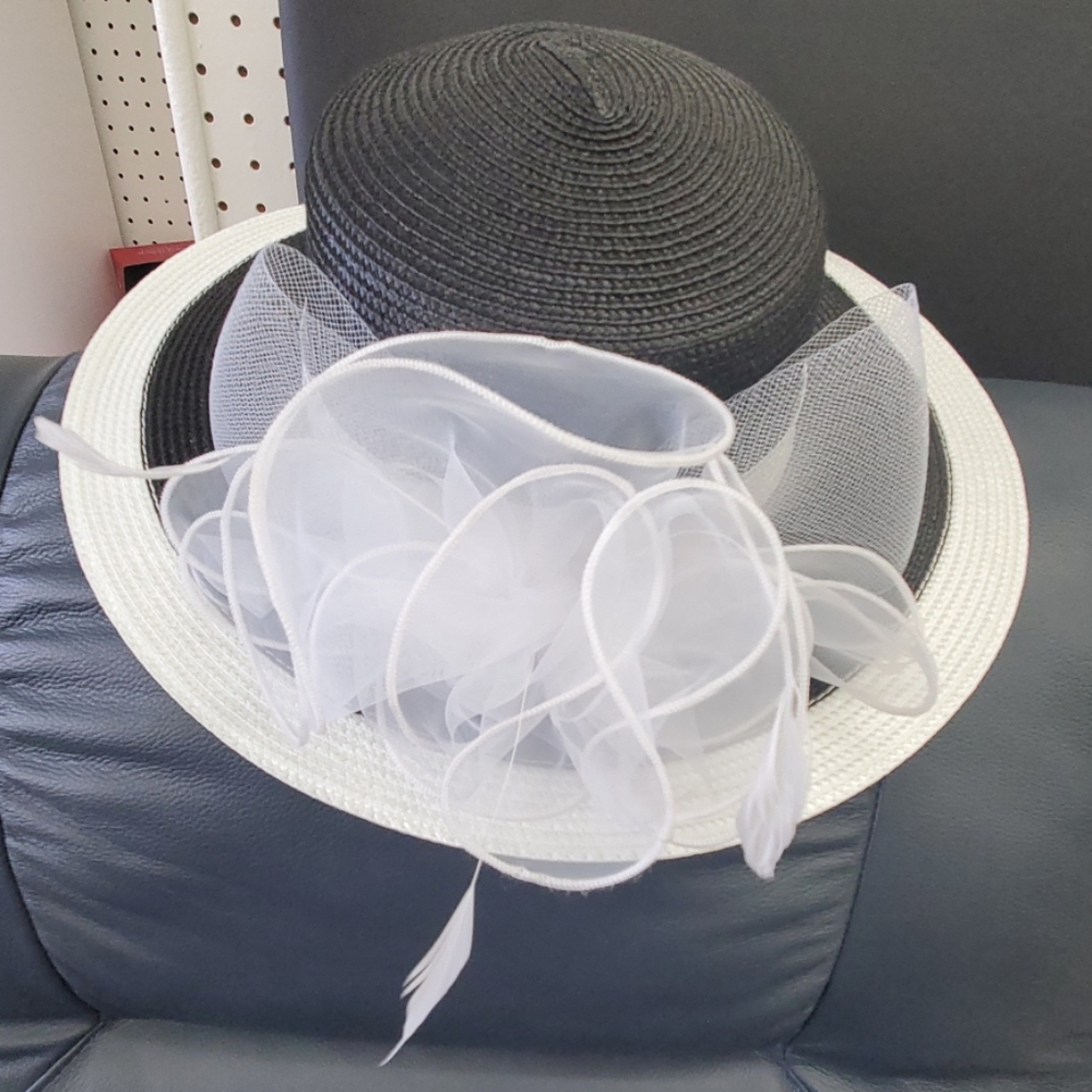 Black and White  wide brim Hat